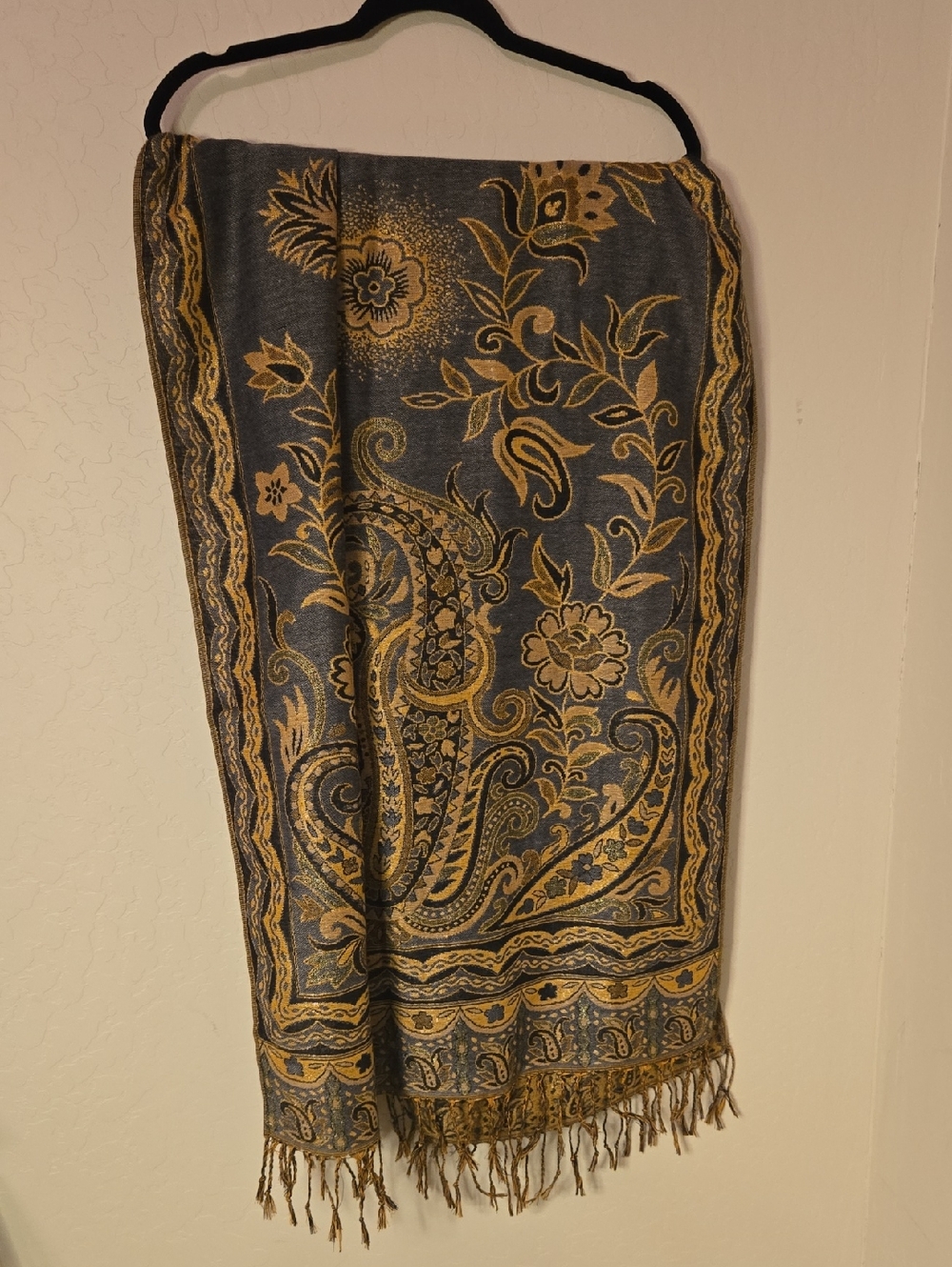 Reversible Paisley Jacquard Shawl / Pashima - Picture 8 of 13